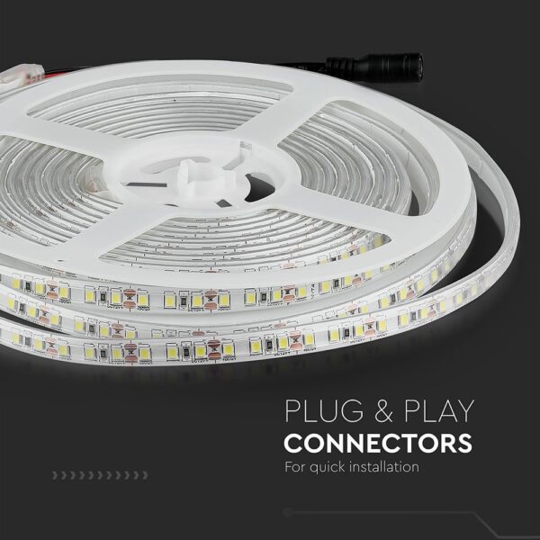 LED Ταινία 7.2W V-TAC Dimmable 600lm/m Αδιάβροχη IP65 Φυσικό Λευκό 4000K 5 Μέτρα – 212044