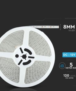 LED Ταινία 7.2W V-TAC Dimmable 600lm/m Αδιάβροχη IP65 Φυσικό Λευκό 4000K 5 Μέτρα – 212044