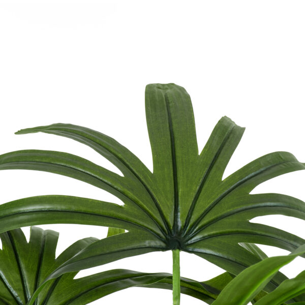 GloboStar® Artificial Garden BROADLEAF LADY PALM TREE 20386 Τεχνητό Διακοσμητικό Φυτό Πλατύφυλλος Φοίνικας Μπαμπού Υ120cm