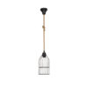 GloboStar® TALAH 203-0009 Vintage Κρεμαστό Φωτιστικό Σχοινί Μονόφωτο 1 x E27 IP20 Μαύρο Μέταλλο με Μπεζ Σχοινί – Μ14 x Π14 x Υ90cm
