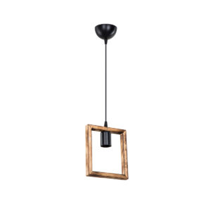 GloboStar® EDISON 203-0020 Vintage Κρεμαστό Φωτιστικό Ανάρτηση Μονόφωτο 1 x E27 IP20 Μπεζ Ξύλο – Μ18.5 x Π18.5 x Υ66cm