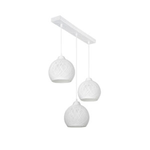 GloboStar® YASAM 203-0027 Vintage Κρεμαστό Φωτιστικό Σχοινί Τρίφωτο 3 x E27 IP20 Λευκό Σχοινί – Μ55 x Π25 x Υ80cm