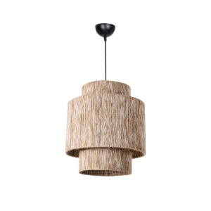 GloboStar® SALTO 203-0037 Boho Κρεμαστό Φωτιστικό Μονόφωτο 1 x E27 IP20 Μπέζ Ψάθα – M39 x Π39 x Υ80cm