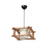 GloboStar® CUP 203-0053 Vintage Κρεμαστό Φωτιστικό Ανάρτηση Μονόφωνο 1 x E27 IP20 Καρυδί Ξύλο Με Λευκό Καπέλο- Μ32 x Π32 x Υ57cm