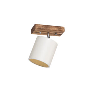 GloboStar® CUP 203-0057 Vintage Φωτιστικό Οροφής Ράγα Μονόφωτο 1 x E27 IP20 Καρυδί Ξύλο με Λευκό Ύφασμα – Μ20 x Π15 x Υ24cm