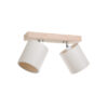 GloboStar® CUP 203-0059 Vintage Φωτιστικό Οροφής Ράγα Δίφωτο 2 x E27 IP20 Μπέζ Ξύλο με Λευκό Ύφασμα – Μ37 x Π15 x Υ24cm