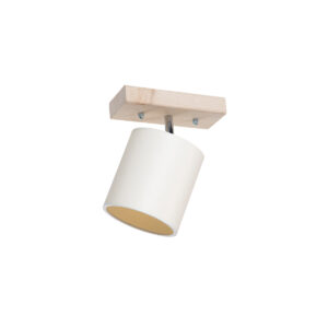 GloboStar® CUP 203-0060 Vintage Φωτιστικό Οροφής Ράγα Μονόφωτο 1 x E27 IP20 Μπέζ Ξύλο με Λευκό Ύφασμα – Μ20 x Π15 x Υ24cm