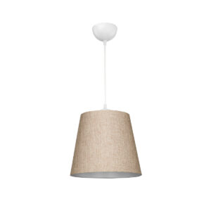 GloboStar® CONEY 203-0073 Μοντέρνο Κρεμαστό Φωτιστικό Καπέλο Μονόφωτο 1 x E27 IP20 Καφέ Άμμου Ύφασμα – Μ26 x Π26 x Υ93cm