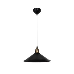 GloboStar® FERRO 203-0082 Μοντέρνο Κρεμαστό Φωτιστικό Καμπάνα Μονόφωτο 1 x E27 IP20 Μαύρο με Χρυσό Πλαστικό – Μ30 x Π30 x Υ90cm