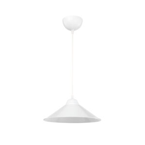 GloboStar® FERRO 203-0085 Μοντέρνο Κρεμαστό Φωτιστικό Καμπάνα Μονόφωτο 1 x E27 IP20 Λευκό Πλαστικό – Μ30 x Π30 x Υ90cm