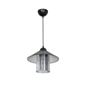 GloboStar® Promo 203-0089 Μοντέρνο Κρεμαστό Φωτιστικό Καμπάνα Μονόφωτο 1 x E27 IP20 Μαύρο Πλαστικό – Μ25.5 x Π25.5 x Υ90cm