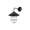 GloboStar® CAGE 203-0096 Vintage Επιτοίχιο Φωτιστικό Απλίκα Μονόφωτο 1 x E27 IP20 Μαύρο Μέταλλο – M30 x Π20 x Υ30cm
