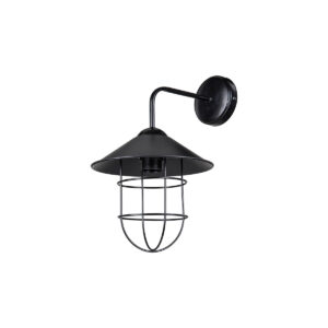 GloboStar® CAGE 203-0096 Vintage Επιτοίχιο Φωτιστικό Απλίκα Μονόφωτο 1 x E27 IP20 Μαύρο Μέταλλο – M30 x Π20 x Υ30cm