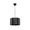 GloboStar® ELECTRA 203-0111 Μοντέρνο Κρεμαστό Φωτιστικό Καπέλο Μονόφωτο 1 x E27 IP20 Mαύρο Ύφασμα με Ασημί Λεπτομέρεια – Μ30 x Π30 x Υ90cm