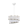 GloboStar® SONIA 203-0117 Μοντέρνο Κρεμαστό Φωτιστικό Καπέλο Μονόφωτο 1 x E27 IP20 Λευκό Ύφασμα με Χρυσή Λεπτομέρεια – Μ30 x Π30 x Υ90 cm