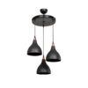 GloboStar® RADE 203-0127 Vintage Κρεμαστό Φωτιστικό Καμπάνα Τρίφωτο 3 x E27 IP20 Μαύρο Πλαστικό – Μ40 x Π40 x Υ80cm