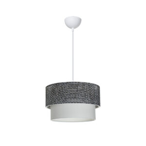 GloboStar® SISSIE 203-0139 Μοντέρνο Κρεμαστό Φωτιστικό Καπέλο Μονόφωτο 1 x E27 IP20 Μαύρο & Λευκό Ύφασμα – Μ30 x Π30 x Υ93cm