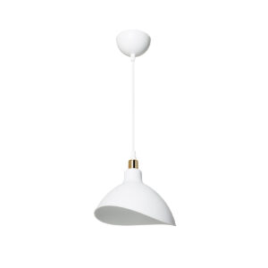 GloboStar® RIVE 203-0141 Μοντέρνο Κρεμαστό Φωτιστικό Καμπάνα Μονόφωτο 1 x E27 IP20 Λευκό με Χρυσό Πλαστικό – Μ22 x Π22 x Υ83cm