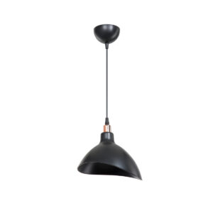 GloboStar® RIVE 203-0143 Μοντέρνο Κρεμαστό Φωτιστικό Καμπάνα Μονόφωτο 1 x E27 IP20 Μάυρο με Χρυσό Πλαστικό – Μ22 x Π22 x Υ83cm