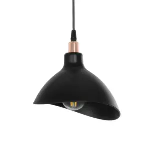 GloboStar® RIVE 203-0143 Μοντέρνο Κρεμαστό Φωτιστικό Καμπάνα Μονόφωτο 1 x E27 IP20 Μάυρο με Χρυσό Πλαστικό – Μ22 x Π22 x Υ83cm