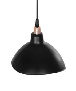 GloboStar® RIVE 203-0143 Μοντέρνο Κρεμαστό Φωτιστικό Καμπάνα Μονόφωτο 1 x E27 IP20 Μάυρο με Χρυσό Πλαστικό – Μ22 x Π22 x Υ83cm