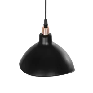 GloboStar® RIVE 203-0143 Μοντέρνο Κρεμαστό Φωτιστικό Καμπάνα Μονόφωτο 1 x E27 IP20 Μάυρο με Χρυσό Πλαστικό – Μ22 x Π22 x Υ83cm