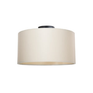 GloboStar® CILIO 203-0154 Μοντέρνο Φωτιστικό Οροφής Καπέλο Μονόφωτο 1 x E27 IP20 Μπεζ Ύφασμα – Μ38 x Π38 x Υ21cm