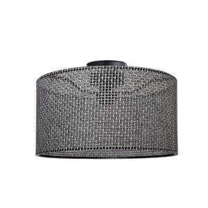 GloboStar® CILIO 203-0157 Μοντέρνο Φωτιστικό Οροφής Καπέλο Μονόφωτο 1 x E27 IP20 Μαύρο Διάτρητο Ύφασμα – Μ38 x Π38 x Υ21cm