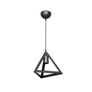 GloboStar® TRIANGLE 203-0159 Μοντέρνο Κρεμαστό Φωτιστικό Καμπάνα Μονόφωτο 1 x E27 IP20 Μάυρο Πλαστικό – Μ24 x Π24 x Υ86cm