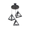 GloboStar® TRIANGLE 203-0160 Μοντέρνο Κρεμαστό Φωτιστικό Καμπάνα Τρίφωτο 3 x E27 IP20 Μαύρο Πλαστικό – Μ50 x Π50 x Υ80cm