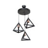 GloboStar® TRIANGLE 203-0162 Μοντέρνο Κρεμαστό Φωτιστικό Καμπάνα Τρίφωτο 3 x E27 IP20 Μαύρο με Χρυσό Πλαστικό – Μ50 x Π50 x Υ80cm