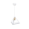 GloboStar® TRIANGLE 203-0165 Μοντέρνο Κρεμαστό Φωτιστικό Καμπάνα Μονόφωτο 1 x E27 IP20 Λευκό με Χρυσό Πλαστικό – Μ24 x Π24 x Υ56cm