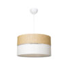 GloboStar® LIVA 203-0173 Μοντέρνο Κρεμαστό Φωτιστικό Καπέλο Μονόφωτο 1 x E27 IP20 Καφέ & Λευκό Ύφασμα – Μ38 x Π38 x Υ95cm