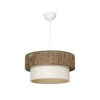GloboStar® LIVI 203-0175 Μοντέρνο Κρεμαστό Φωτιστικό Καπέλο Μονόφωτο 1 x E27 IP20 Σκούρο Καφέ & Λευκό Ύφασμα – Μ38 x Π38 x Υ95cm