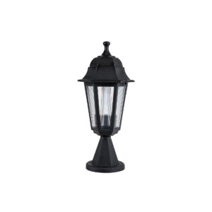 GloboStar® VITRO 203-0190 Vintage Επιδαπέδιο Φωτιστικό Φαναράκι Μονόφωτο 1 x E27 IP44 Μαύρο Πλαστικό Σώμα – Μ16 x Π16 x Υ39cm