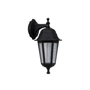 GloboStar® VITRO 203-0191 Vintage Επιτοίχιο Φωτιστικό Φαναράκι Μονόφωτο 1 x E27 IP44 Μαύρο Πλαστικό Σώμα – Μ19 x Π16 x Υ34cm