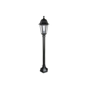 GloboStar® VITRO 203-0192 Vintage Επιδαπέδιο Φωτιστικό Φαναράκι Μονόφωτο 1 x E27 IP44 Μαύρο Πλαστικό Σώμα – Μ16 x Π16 x Υ100cm