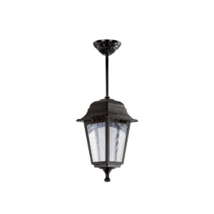 GloboStar® SOLME 203-0209 Vintage Κρεμαστό Φωτιστικό Φαναράκι Μονόφωτο 1 x E27 IP44 Μαύρο Πλαστικό Σώμα – Μ15 x Π15 x Υ50cm