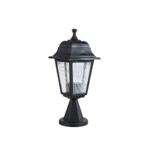 GloboStar® SOLME 203-0210 Vintage Επιδαπέδιο Φωτιστικό Φαναράκι Μονόφωτο 1 x E27 IP44 Μαύρο Πλαστικό Σώμα – Μ15 x Π15 x Υ38cm