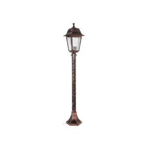GloboStar® SOLME 203-0217 Vintage Επιδαπέδιο Φωτιστικό Φαναράκι Μονόφωτο 1 x E27 IP44 Χάλκινο Πλαστικό Σώμα – Μ16.5 x Π16.5 x Υ100cm