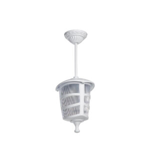 GloboStar® ZARDIN 203-0237 Vintage Κρεμαστό Φωτιστικό Φαναράκι Μονόφωτο 1 x E27 IP44 Λευκό Πλαστικό Σώμα – Μ17 x Π17 x Υ42cm