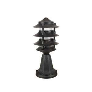 GloboStar® LANTERNA 203-0243 Μοντέρνο Επιδαπέδιο Φωτιστικό Φαναράκι Μονόφωτο 1 x E27 IP44 Μαύρο Πλαστικό Σώμα – Μ16 x Π16 x Υ35cm
