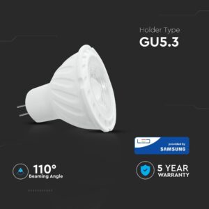 LED Spot Λάμπα MR16 6W V-TAC PRO Samsung Chip 110° 445lm 12V Ψυχρό Λευκό 6400K – 21206