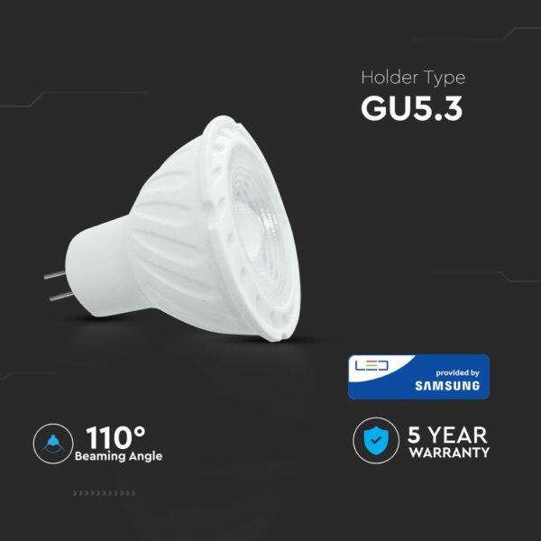 LED Spot Λάμπα MR16 6W V-TAC PRO Samsung Chip 110° 445lm 12V Ψυχρό Λευκό 6400K – 21206