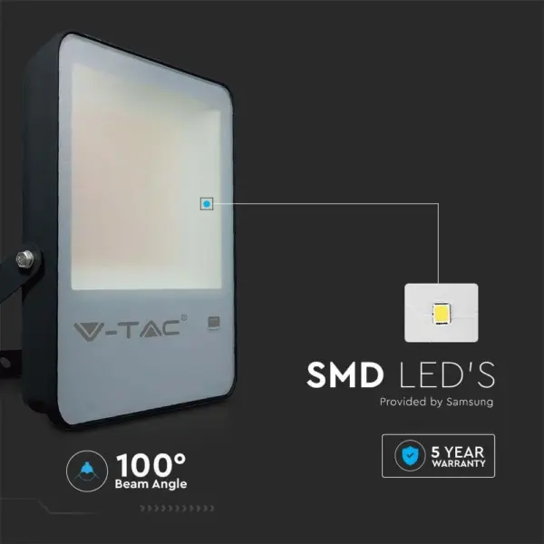 Προβολέας LED V-TAC PRO Samsung Chip 50W φυσικό λευκό 4000K Μαύρο σώμα 137lm/W Evolution – 20404