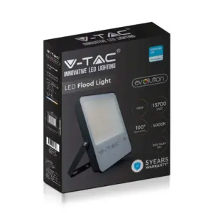 LED Προβολέας 100W V-TAC PRO Samsung Chip Μαύρος 100° 13700lm Αδιάβροχος IP65 Φυσικό 4000K – 20406