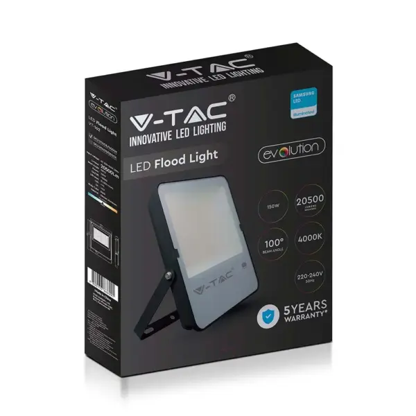 Προβολέας LED V-TAC PRO Samsung Chip 150W Ψυχρό Λευκό 6400K Μαύρο 20500lm Evolution – 20409