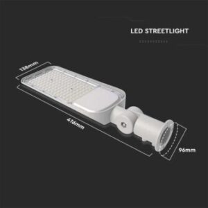 LED φωτιστικό δρόμου Samsung SMD 30W 4000Κ φυσικό λευκό 100lm/W με ρυθμιζόμενο αντάπτορα V-TAC – 20422
