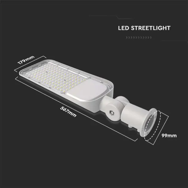 LED φωτιστικό δρόμου V-TAC PRO Samsung Chip 100W 6500Κ Γκρί σώμα – 20427