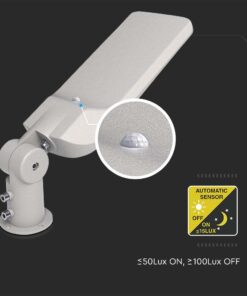 LED φωτιστικό δρόμου V-TAC PRO Samsung Chip με Αισθητήρα Φωτός 30W 3000lm 4000Κ Γκρί – 20430